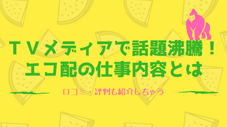 ＴＶメディアで話題沸騰！エコ配の特徴・仕事内容・口コミ評判について紹介！